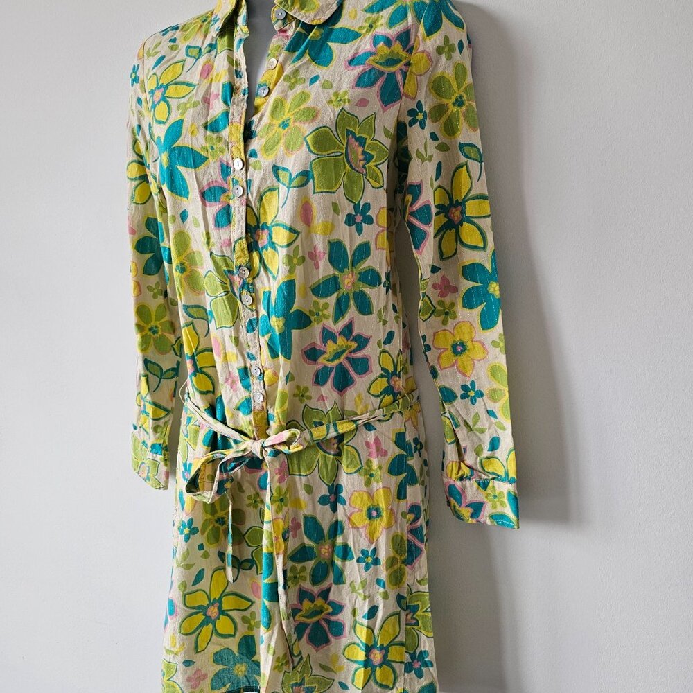 B + AB Multi Color Cotton Blend Long Sleeve Metallic Button Tunic Top 160/80A - Picture 2 of 7